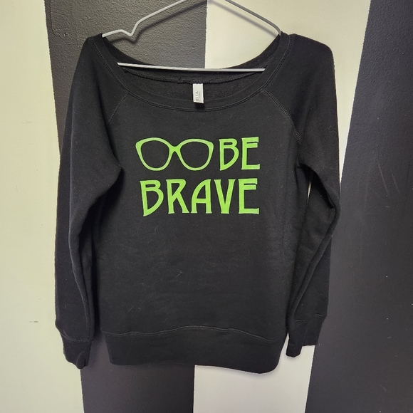 Hot Topic Sweaters - Slouchy shoulder graphic be brave sweater